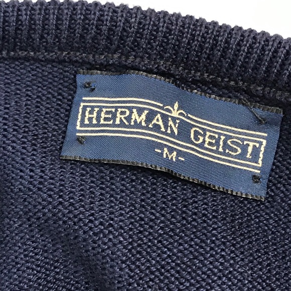 Navy Cotton Holiday Long Sleeve Sweater Sz M - Picture 7 of 8